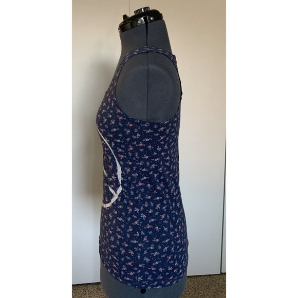 T Party Navy Floral Peace Sign Racerback Tank size S - Picture 4 of 9